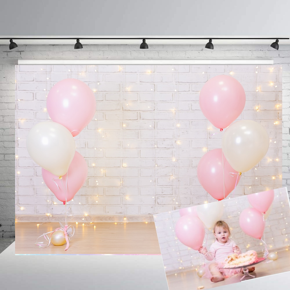 BEIPOTO Neugeborenen Fotografie Kulissen rosa ballon ziegel Zauberstab Baby kuchen zerschlagen hintergrund Blitz freundlicher 1st geburtstag requisiten B374