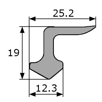 Goma Estanqueidad de Puerta 25,2x19mm Seat 1500