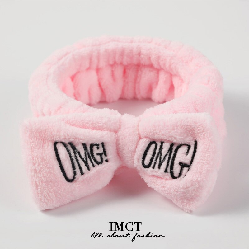 Letter OMG Coral Fleece Soft Bow Headbands for women Girls Cute Hair Holder Hairbands Hair Bands Headwear Hair Accessories: TSZ0381