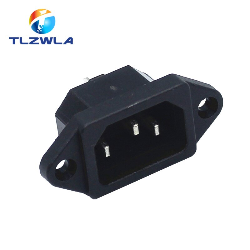 10pcs IEC320 C14 AC Power Socket 250V 10A 3-pin With Ears For Electric Car Computer Power Socket Screw Fixed Copper Core