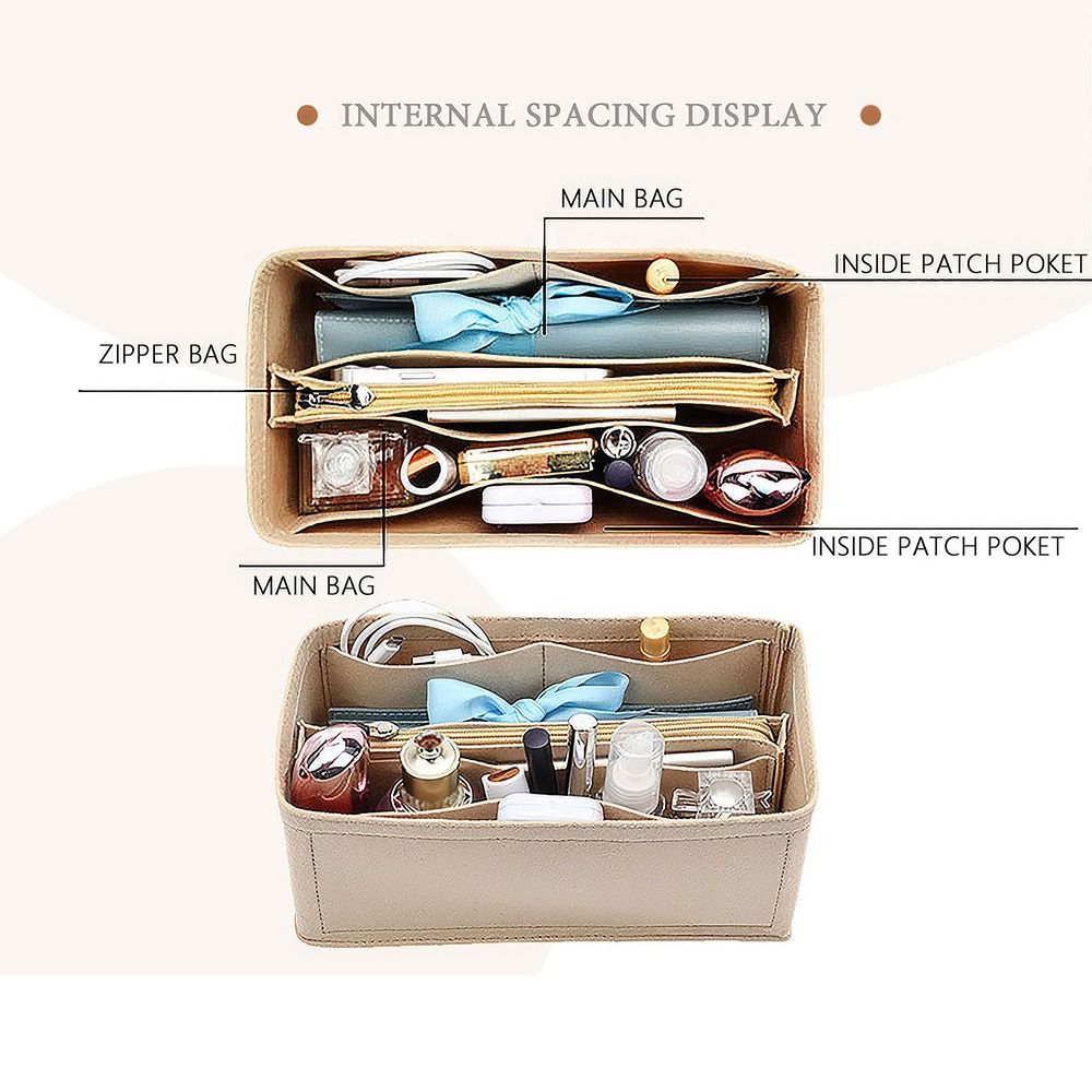 Durable Felt Handbag Insert Bag Portable Multi-Pocket Bag Organizer Travel Liner Bag for Birkin25/30/35
