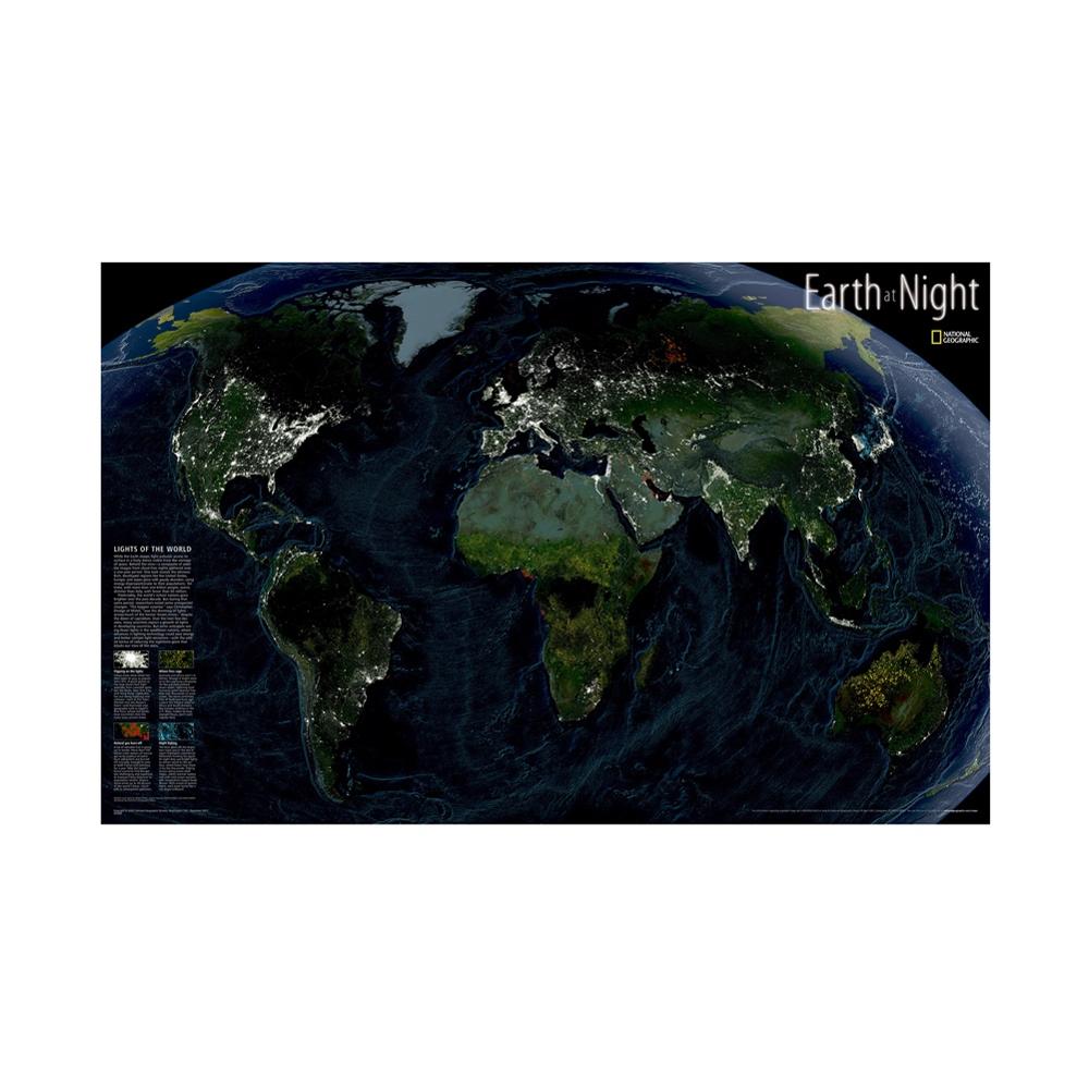 2 x 3ft fint lerret spraymaling hjemme veggdekor kart jorden om natten for stue vegg dekadering