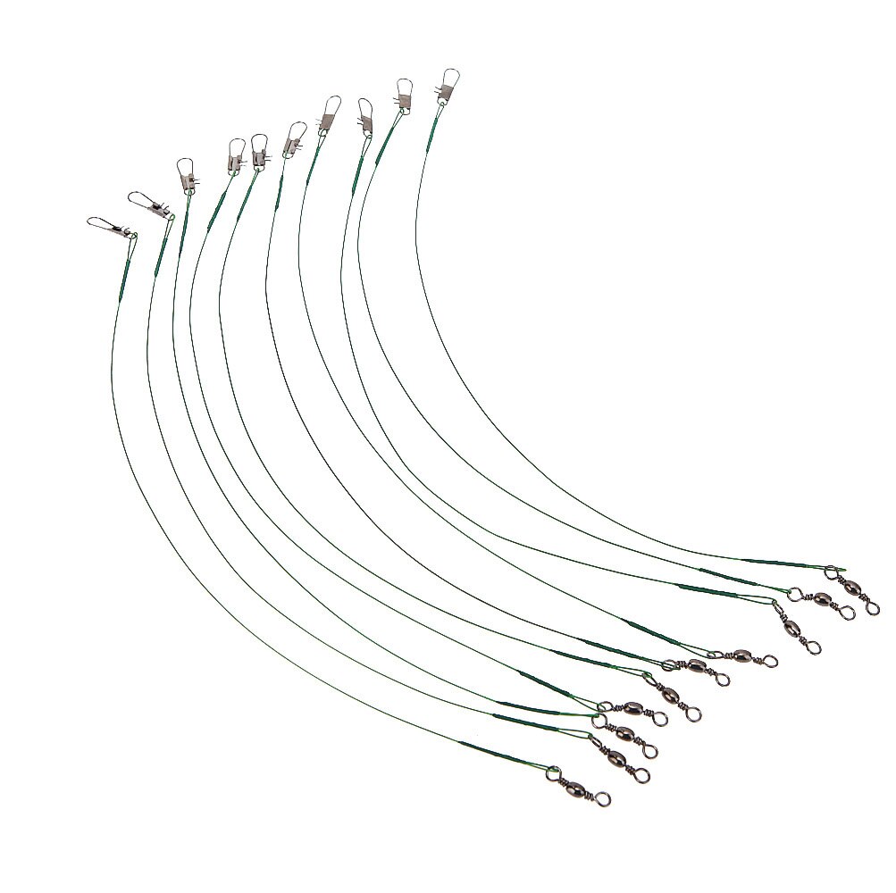 10Pcs Vissen Draad Leiders Vissen Trace Kunstaas Leash Line Leader Steel Wire Spinner Met Swivel Voor Karper Pesca Vissen accessoire