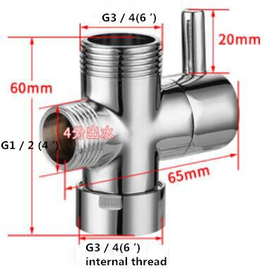 4′/6′ Brass One-in Two-out Three-way Water Divider, Quick Sprinkler Fittings Joint Shower Tap Water Diversion Valve Angle Valve: D