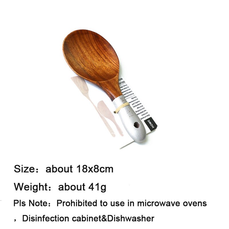Retro Wood Cooking Utensils Set Heat Resistant Kitchen Non-Stick Cooking Utensils Baking Tools for Tableware Household: Rice Scoop