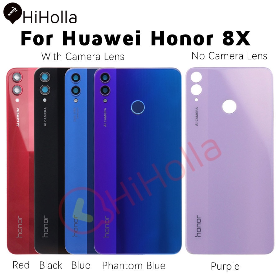 Capa de vidro traseira para huawei honor 8x bateria capa traseira habitação porta painel caso para honor 8x bateria capa com câmera lente