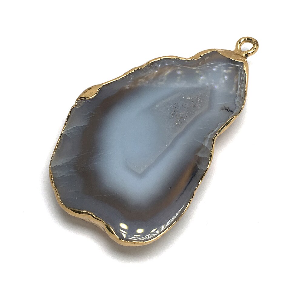 LE CIELO 1PC Naturale di Pietra di Vendita Caldo Alla Moda Agate Pendenti Con Gemme E Perle Del Pendente Della Collana per Monili Che Fanno FAI DA TE Collana: Gray