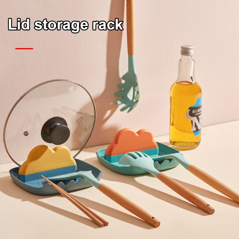 Kitchen Spoon Rest Spatula Holder for Pot Clips Shelf Organizer Plastic Spoon Chopsticks Pot Cover Storage Stand Kitchen Utensil