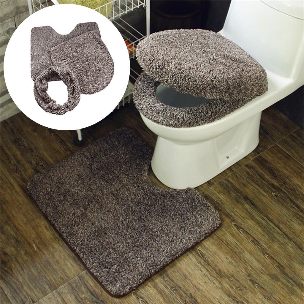 Universal Plush Warm Bathroom Mat 3pcs/set Warm Toilet Pad Cover Thicken Toilet Seat Cushion Toilet Bathroom Home Decoration: B