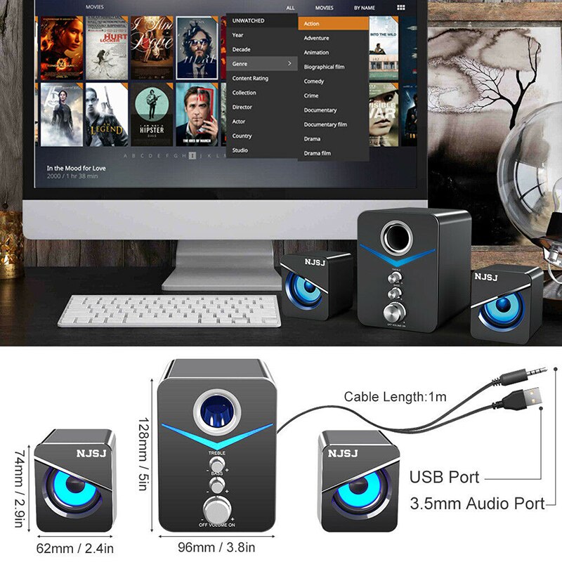 3 stuks surround bass stereo draagbare computerluidsprekers desktopcomputer multimedia bluetooth luidspreker luidspreker met subwoofer