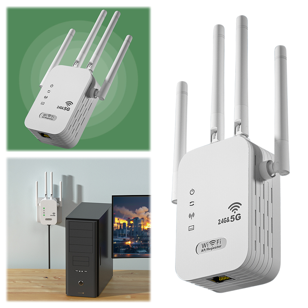 Przedłużacz Wi-Fi 1200 Mb/s z portem WAN/LAN Dwuzakresowy wzmacniacz sygnału Wi-Fi 2,4 GHz/5 GHz Wzmacniacz sygnału Wi-Fi dla małego biura w domu