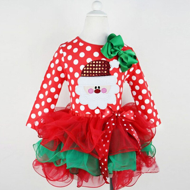 Julklänning för tjejer tomtemönster barn festklänningar barns juldräkt år karnevalskläder 2-8 år: Stil 2 / 100cm