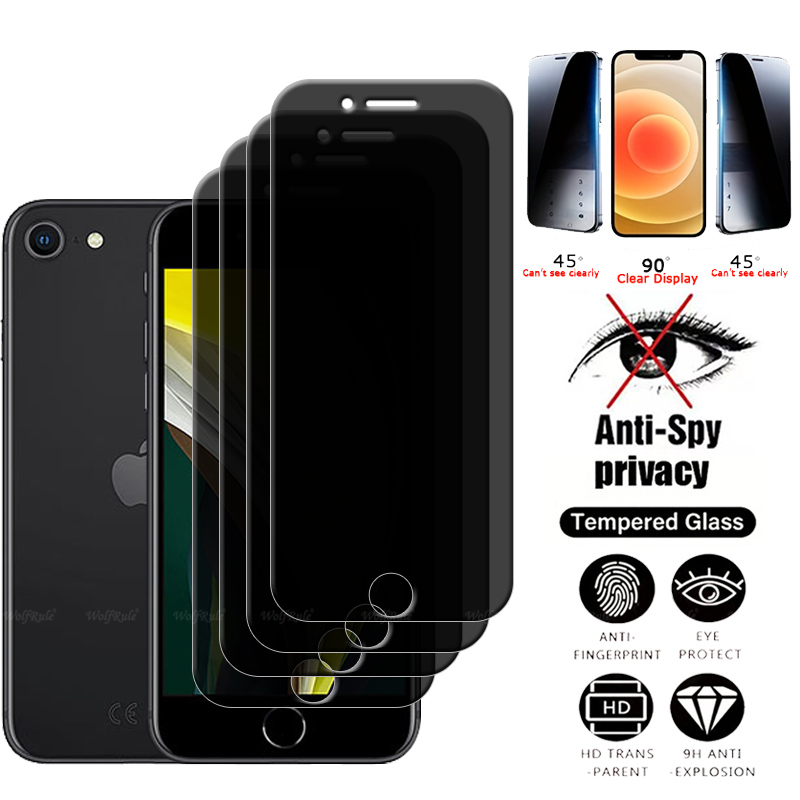 4Pcs For iPhone SE Glass iPhone SE Tempered Glass Phone Protective 9H Privacy Anti-Spy Screen Protector iPhone SE