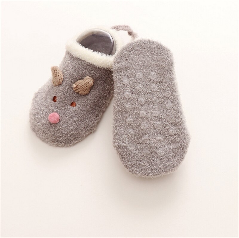 Brand Newborn Toddler Infant Baby Girl Winter Warm Socks Shoes Cartoon Furry Anti-slip Lace Cotton Socks Slipper Boots