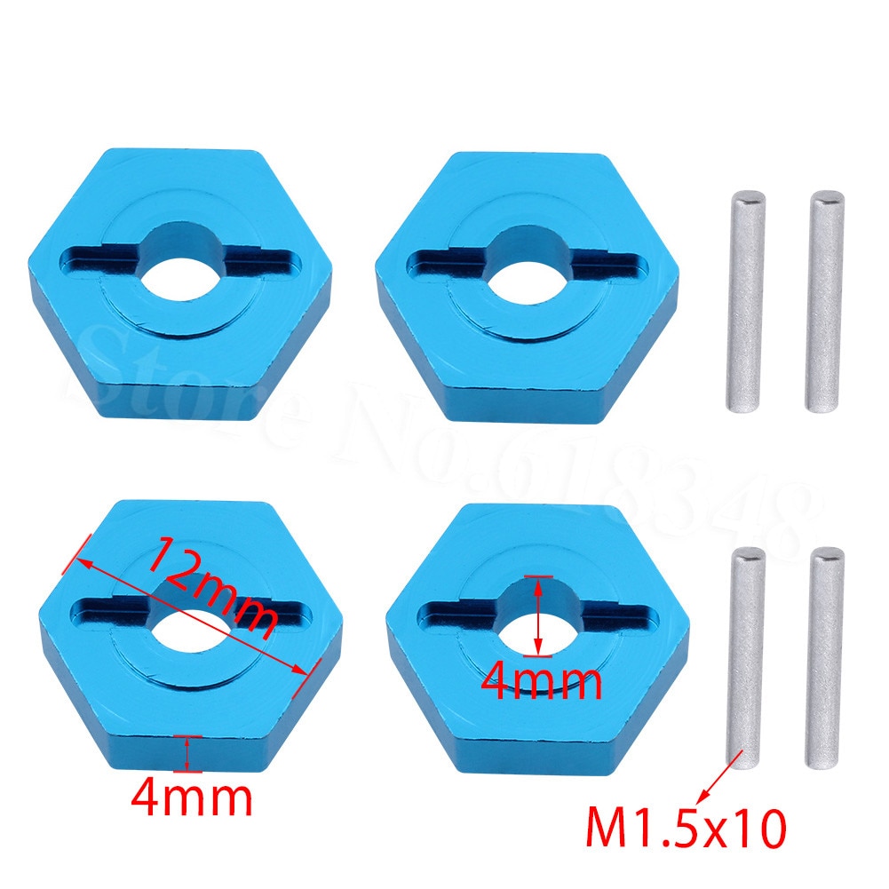 4pcs 7mm tot 12mm Hex Aluminium Wielnaaf Convert Adapter 1/18 Turn 1/10 Voor Wltoys A949 A959 a969 A979 K929 RC Car Upgrade Onderdelen