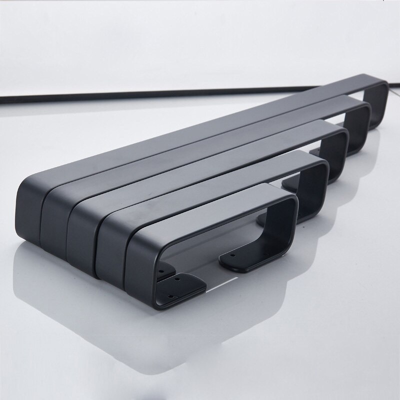 Solid plass aluminium matt svart håndklestang enkelt håndklestativ bad tilbehør veggmontert håndkleholder 20/30/40/50 cm