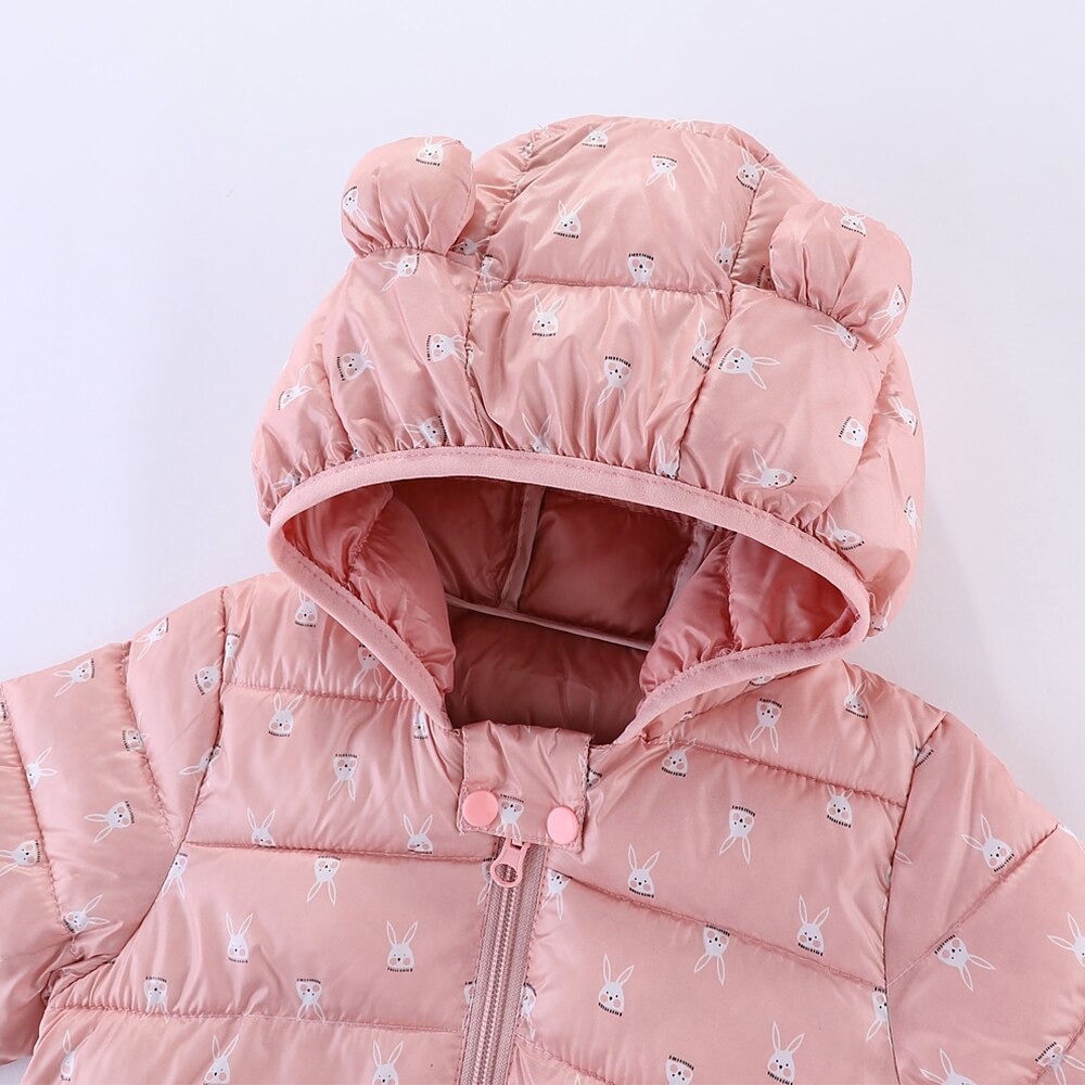 Mudkingdom kinderjas winter donsjas voor jongens en meisjes kinderen cartoon konijnenoren hoodie jassen lichtgewicht bovenkleding
