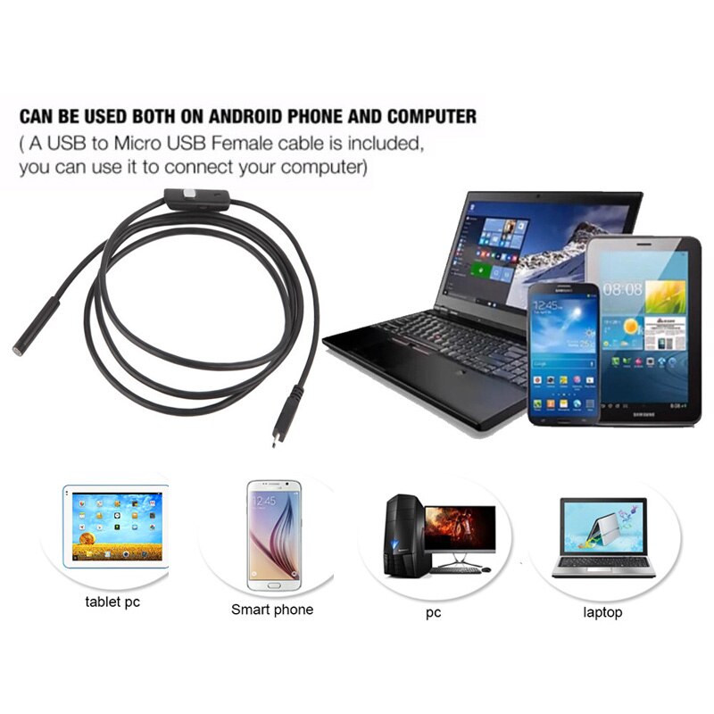 AN97 1m soft hard cable 5.5MM lens android endoscope usb waterproof endoscope borescope snake camera 6 leds micro usb endoscope