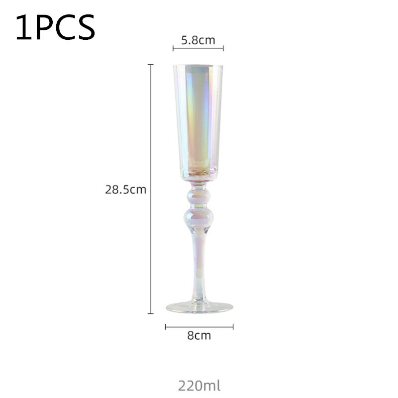 220ml Rainbow Champagne Flutes Premium Crystal Hand Blown Crystal Champagne Glasses for Wedding Anniversary Valentine's Day: 1pcs