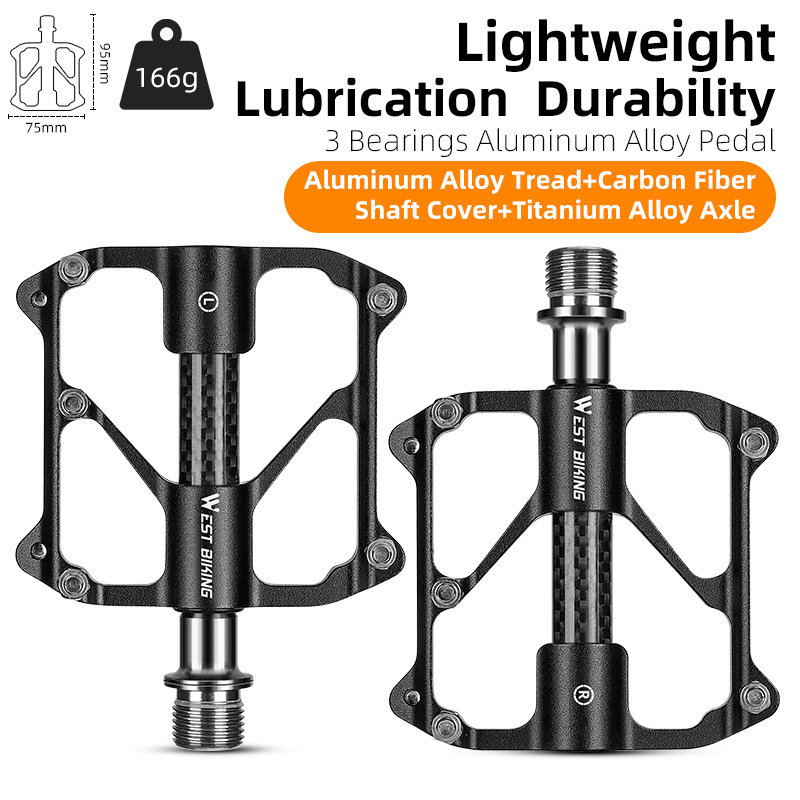 West Bike Mtb Pedaal Ultralichte Mountainbike Carbon Fiber Pedaal 3 Lagers Racefiets Pedaal Anti-Slip Racefietsen Pedalen: Paars