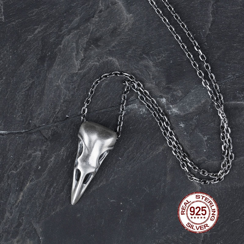 Hellolook Gothic Bird Schedel Hanger Ketting 925 Sterling Zilveren Ketting Hanger Punk Ketting Voor Mannen Vintage Sieraden