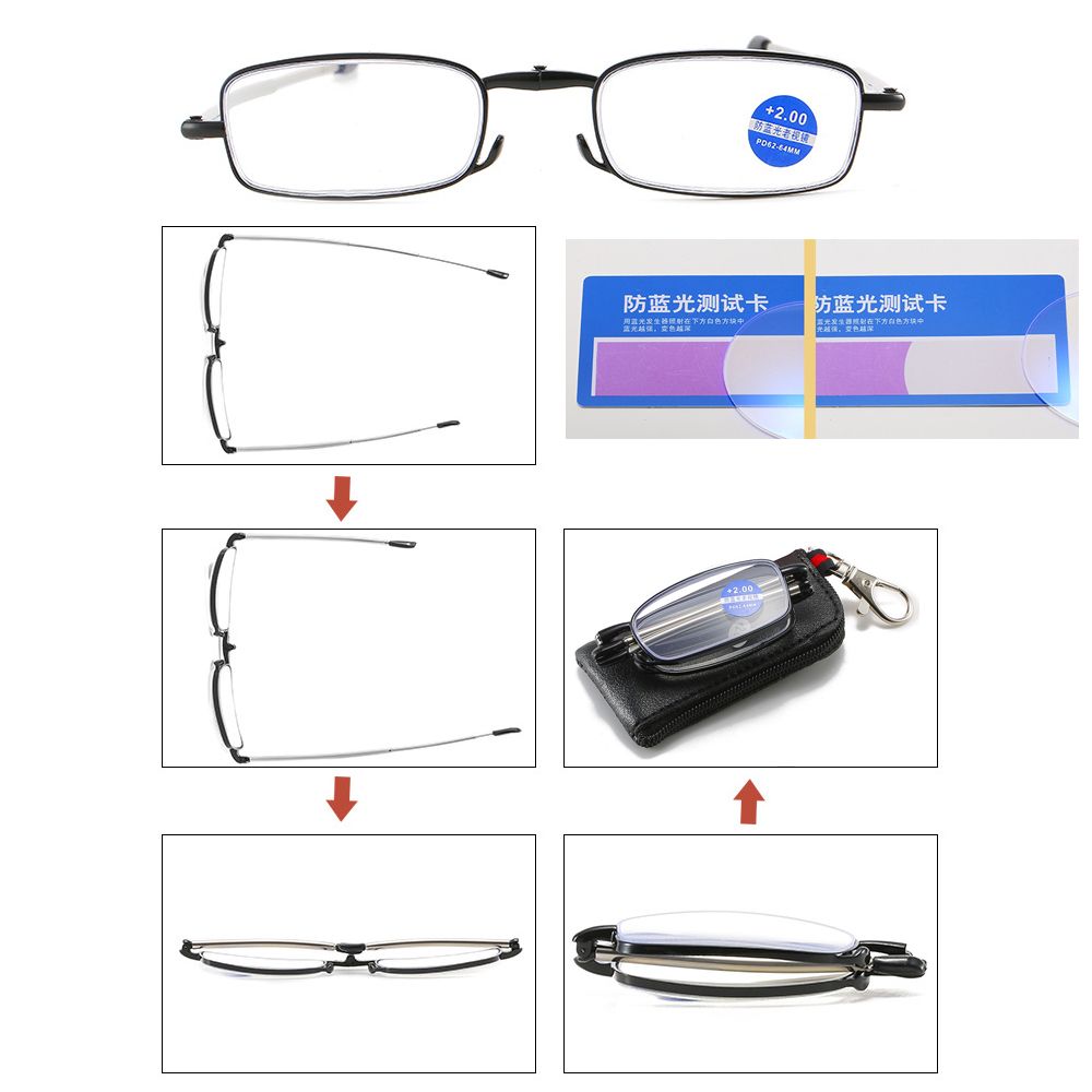 Gafas de lectura plegables portátiles очки con llavero estuche Anti luz azul presbicia mujeres hombres ultraligeras hipermetropía gafas