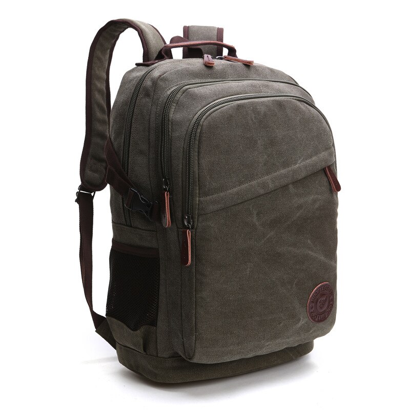 Mochila Vintage de lona para hombre y mujer, bolsa informal para viaje, senderismo, escuela, ordenador portátil: army green
