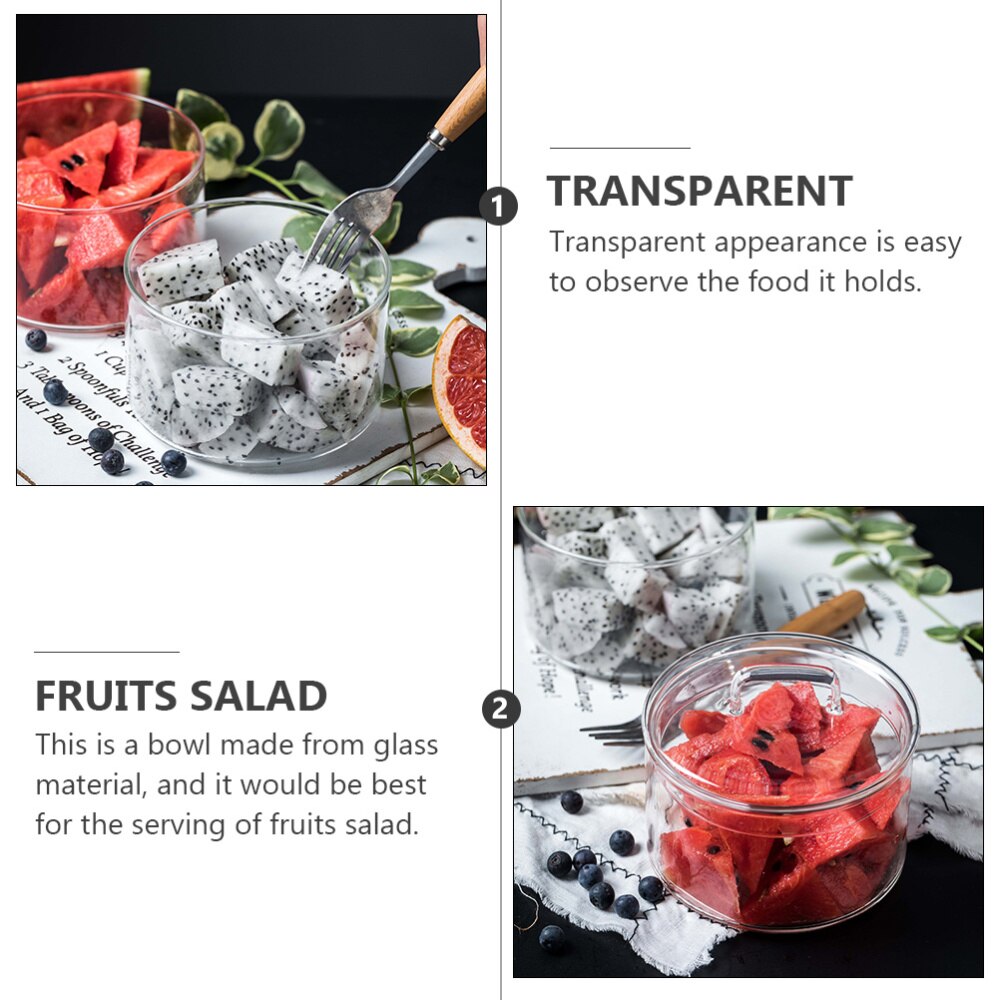 1 Set of Transparent Fruit Bowl Glass Salad Serving Bowl Transparent Bowl