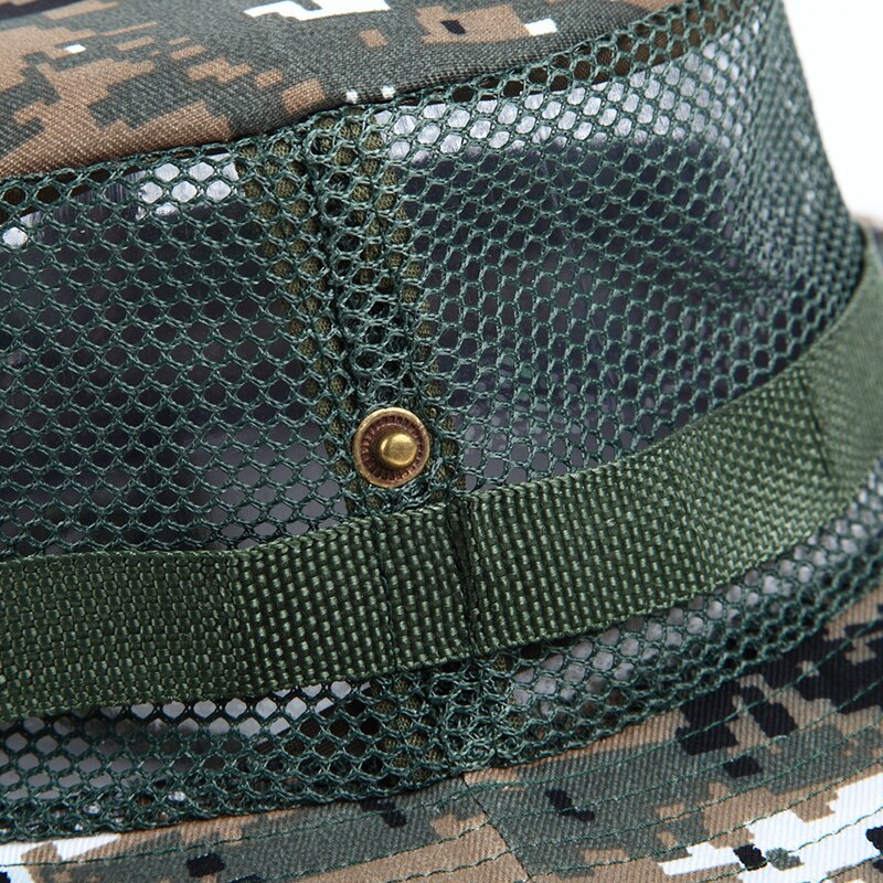 Unisex kvinner herre sommer avslappet trendy kamuflasje strand caps panama jazz nett lue sammenleggbar solhatt cowboy fedora print solhatt