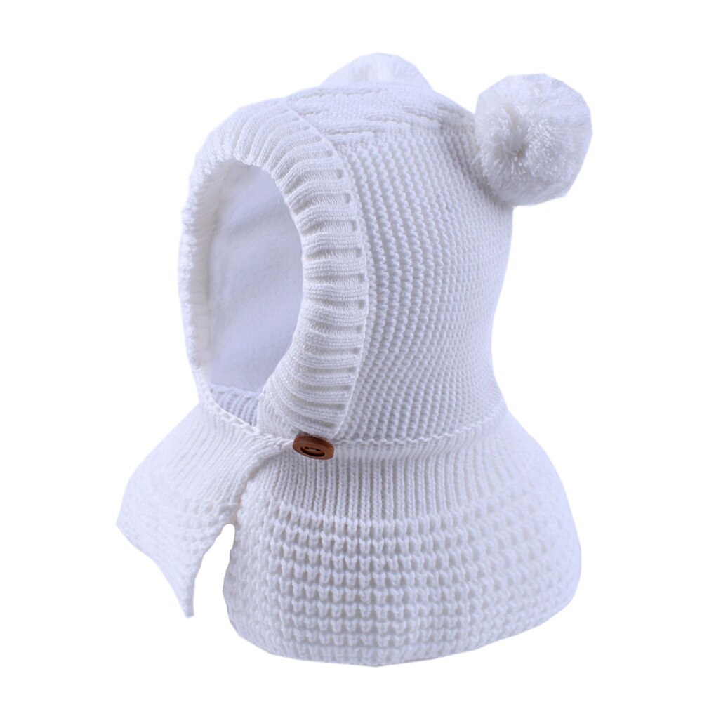 Chapeau casque enfant hiver garçon fille tricot bonnet doublure polaire pompon casquette ski extérieur accessoire