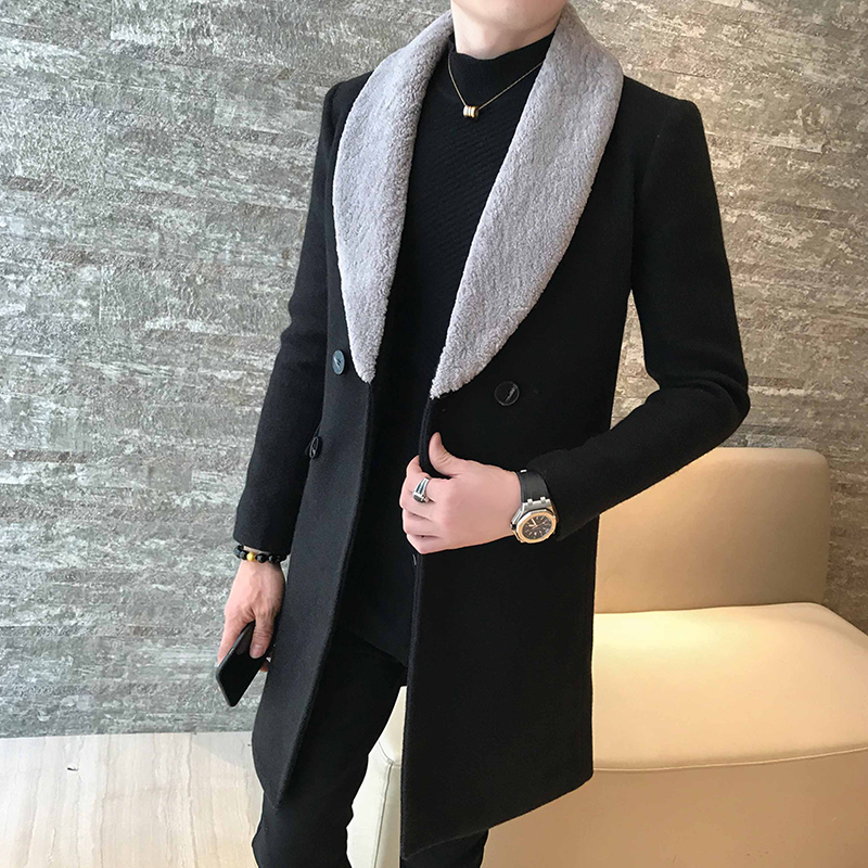 Långa ullrockar herr khaki dubbelknäppta långa rockar herr gentleman trenchcoats abrigo hombre invierno casaco longo masculino