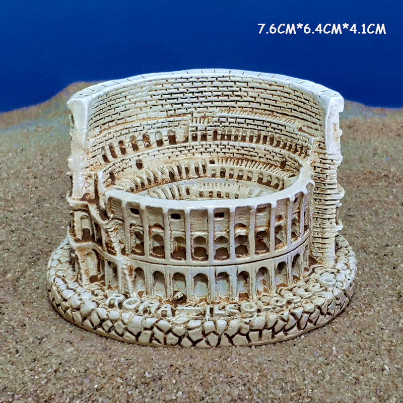 Simulation Ancient Rome Colosseum Resin Mini Statue Sand Table Building Desktop Decoration Classical Architecture Sculpture