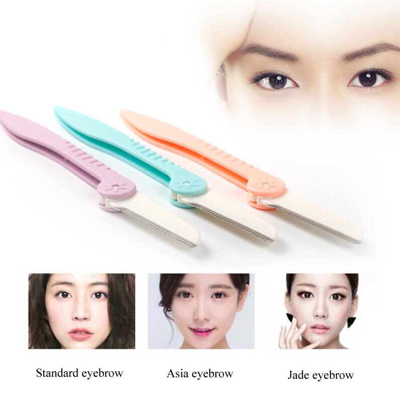 3pcs/lot Eyebrow Trimmer Portable Eyebrow Razor Shaver Eye Brow Shaper Shaping Stainless Steel Blades Beauty Makeup Tools