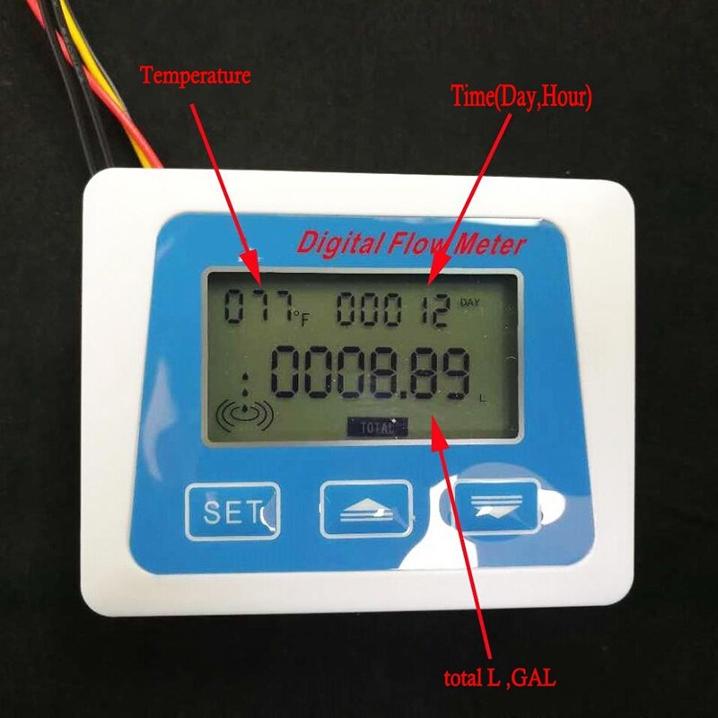 Digital Lcd Anzeige Wasser fließen Sensor Meter Durchflussmesser Rotameter Temperatur Zeit Aufzeichnung Mit G1/2 fließen Sensor