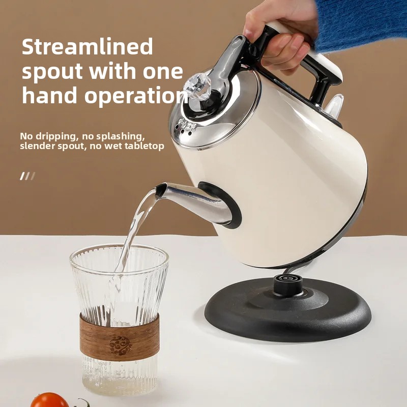 Rostfri vattenkokare med stor kapacitet och lång pip, automatisk avstängning för hemmabruk