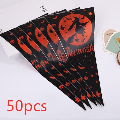 50Pcs Kerstman Kerstboom Elanden Pvc Zakken Transparant Clear Zak Cadeau Voor Kerst Bakken Candy Cookie Verpakking tassen: Witch