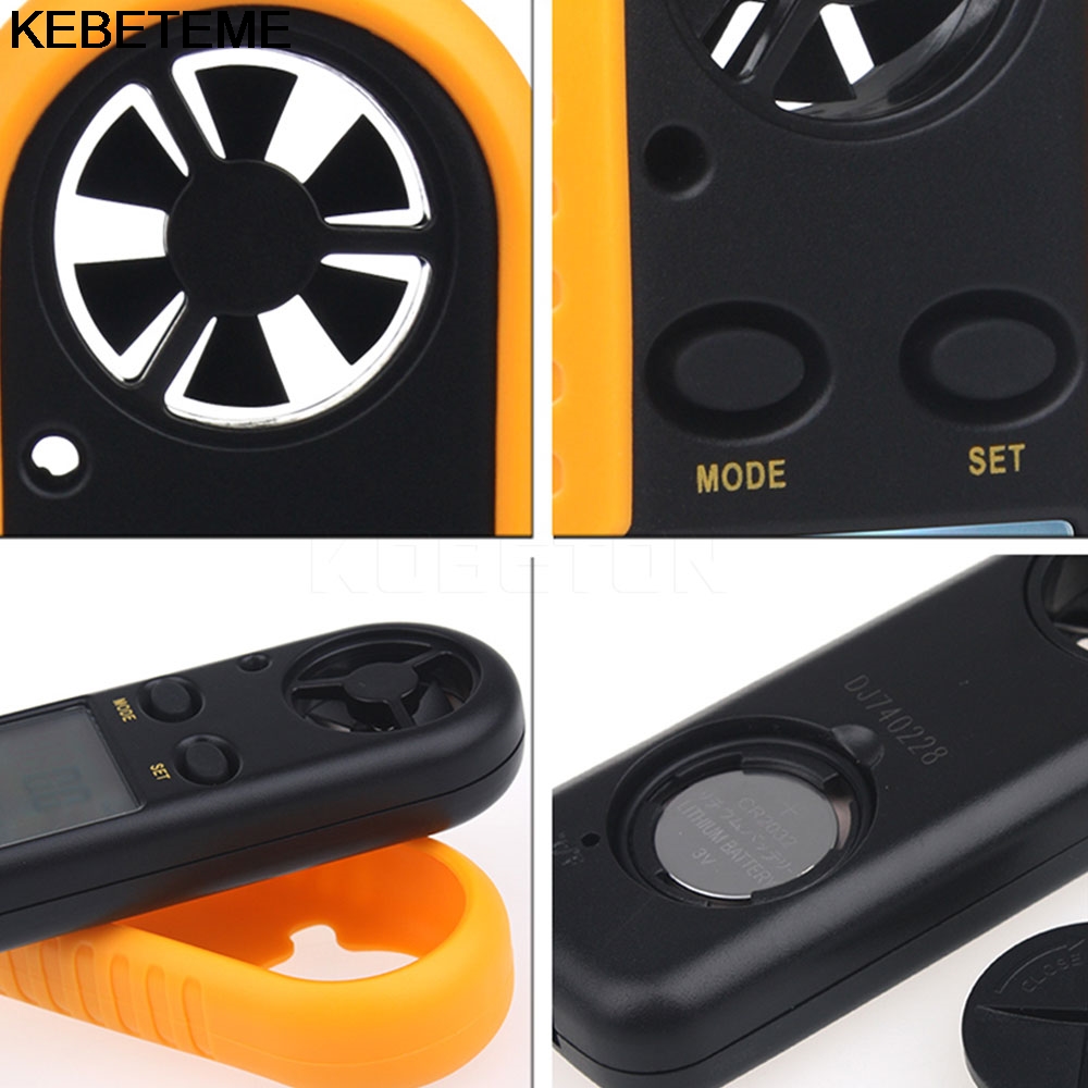 Kebeteme Anemometer Digitale Hand-Held Wind Gauge Meter Thermo Anemometer Infrarood Thermometer Met Lcd Backlight Display