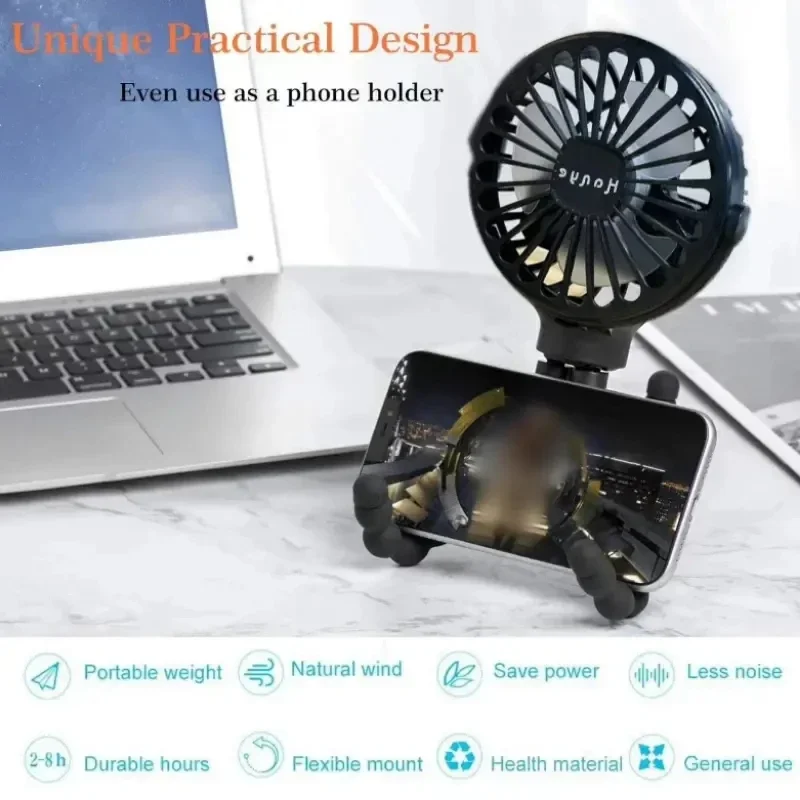 Ventilador dobrável portátil usb, ventilador portátil para carrinho de bebê ao ar livre, mini ventilador multifuncional pequeno mudo de verão