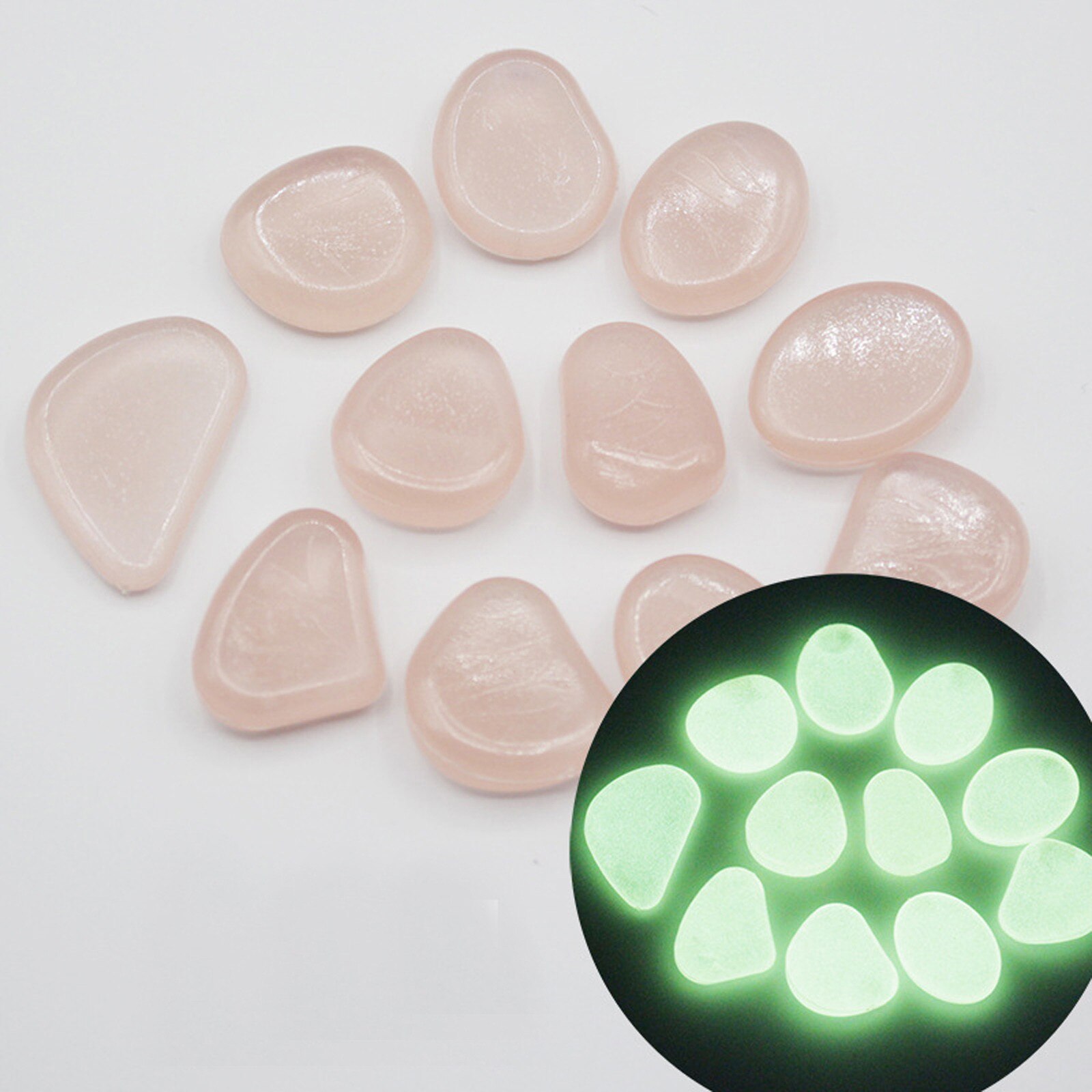 50PC DIY Decorative Luminous Stones For Yards Lawns Walkways Garden Plants Artificial Pebble Lawn Garden Yard Decoration: B