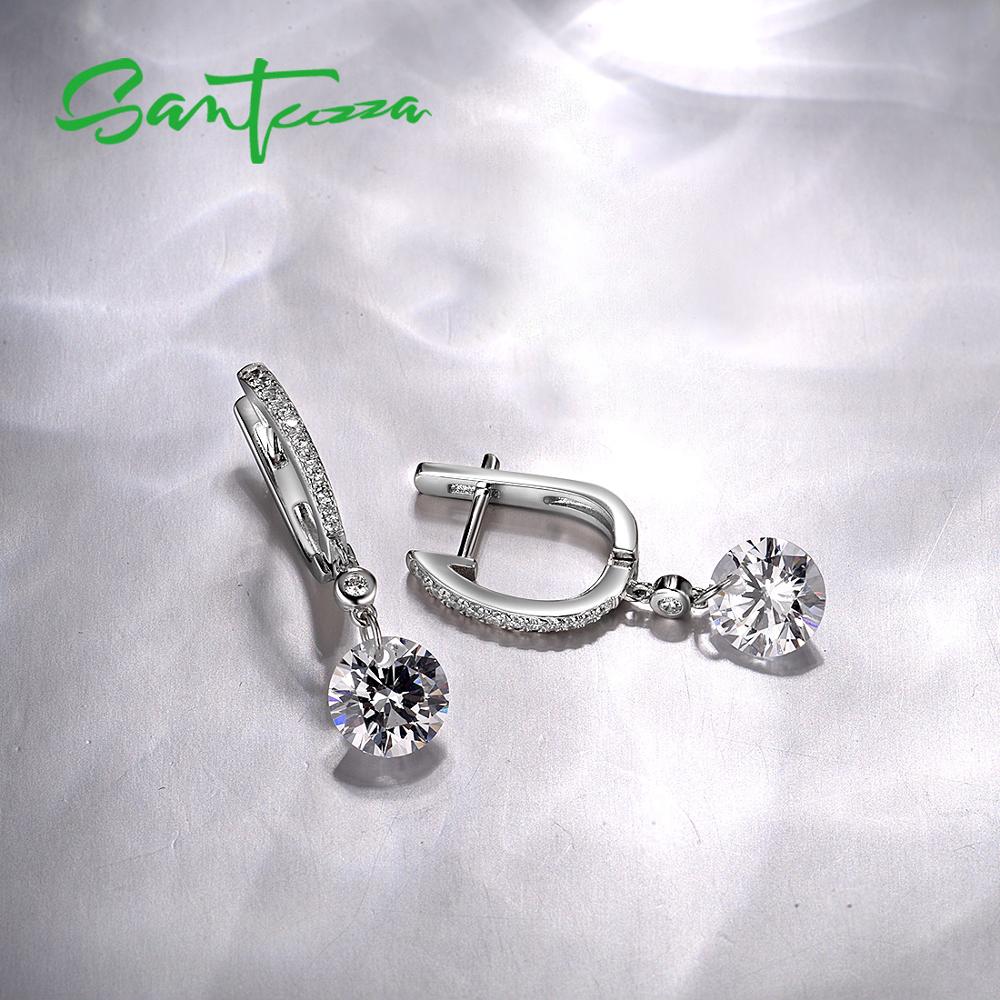 Santuzza Zilveren Oorbellen Voor Vrouwen Pure 925 Sterling Zilver Sparkling White Cubic Zirconia Oorbellen Delicate Fijne Sieraden