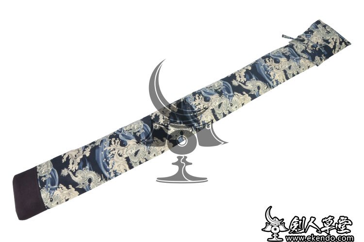 -ikendo.net - sg154 -  bomull yushuishenglong mönster shinai väska- för tre shinais med axelrem - bomull kendo shinai