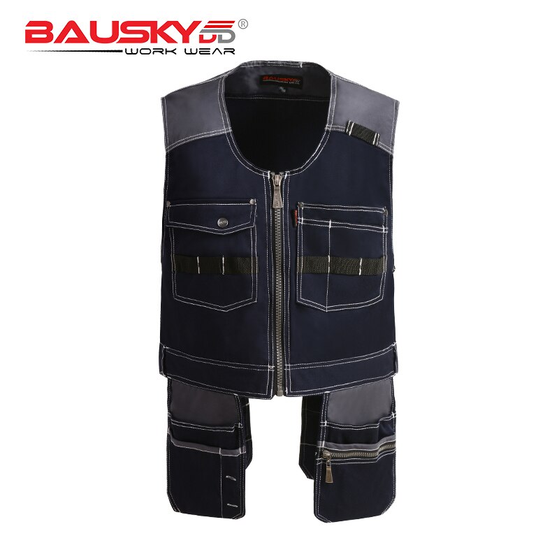 Bauskydd Werkzeug Multi Taschen T/C Köper Multifunktions Getriebe Herren draussen Mechaniker Sicherheit Arbeitskleidung Westen Multi-funktionale weste: Marine Neu / L-175-96A