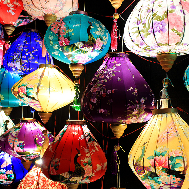 Linterna de seda china para decoración de fiestas, farol de estilo antiguo, Palacio de Vietnam, restaurante, sala de té, Festival de medio Otoño, 12/14 pulgadas