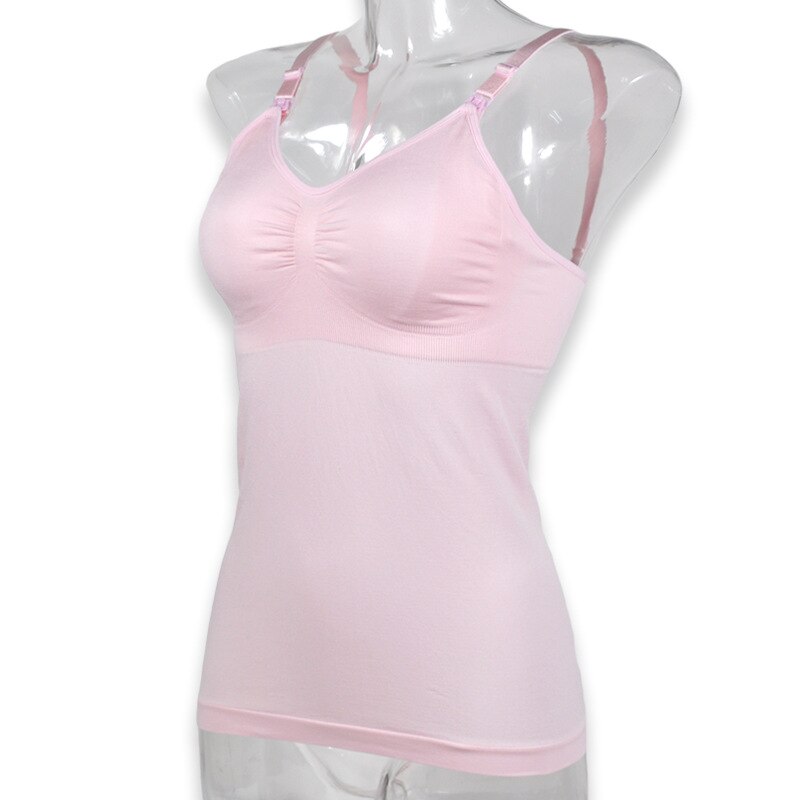 Kvinders sygepleje camisole tank top barsel bh ammende skjorter amning toppe med bh super elastisk klip ned iført: Lyserød / L