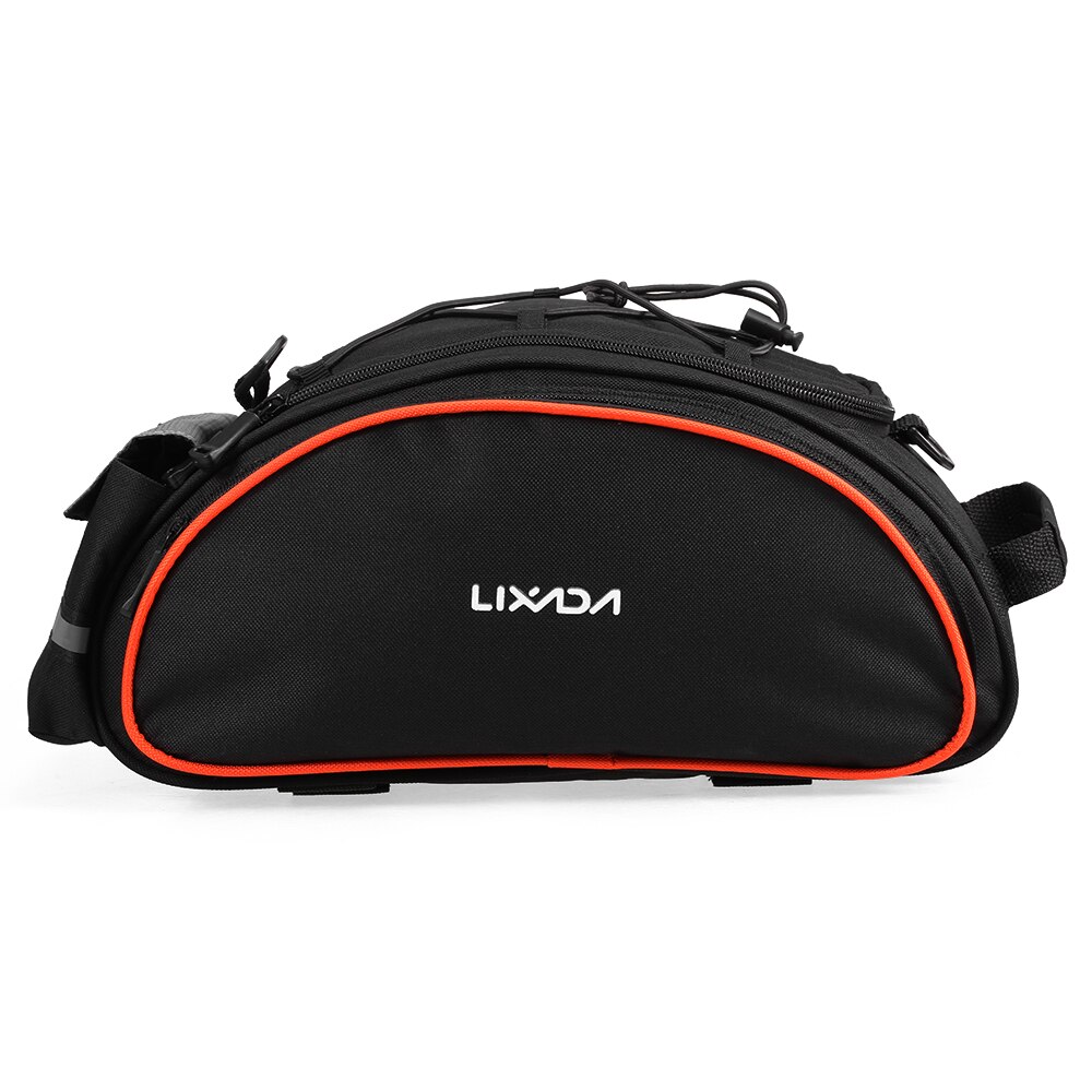 Bicycle Bag Removable Carrier Rear Rack With Reflective Strips 25L Bike Saddle Bag Accessories Travel Zipper Pannier Waterproof: Black  Orange