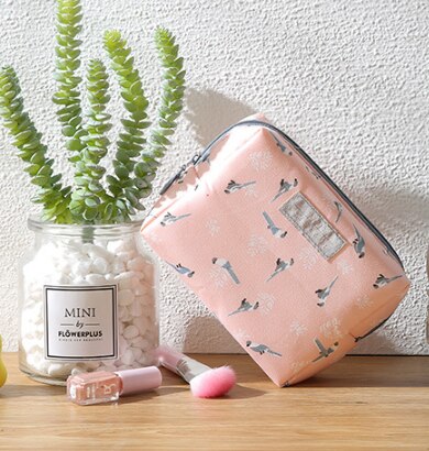 Mini Geldbörse Gestreifte Reise Waschen Tasche Toilettartikel fallen Süße Blumen- Kosmetik Tasche Organizer Schönheit Tasche Bausatz machen-hoch: D