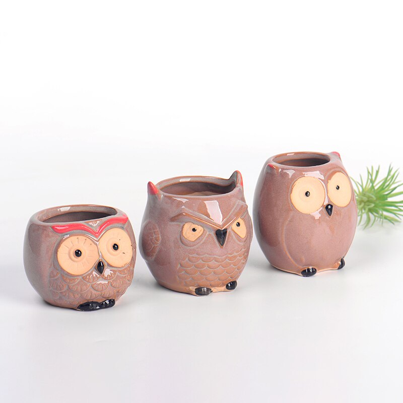 Strongwell Miniatuur Uil Bloempot Wastafel Bloempotten Fairy Tuin Potten Ornament Home Office Decor Succulent Groene Planten