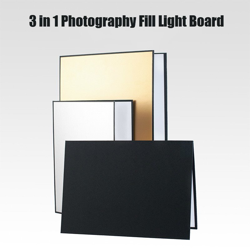 A3 Thickened Photography Cardboard Reflector Foldable Standing Shooting Still Life Supplement Light Black And White Edge Photo P