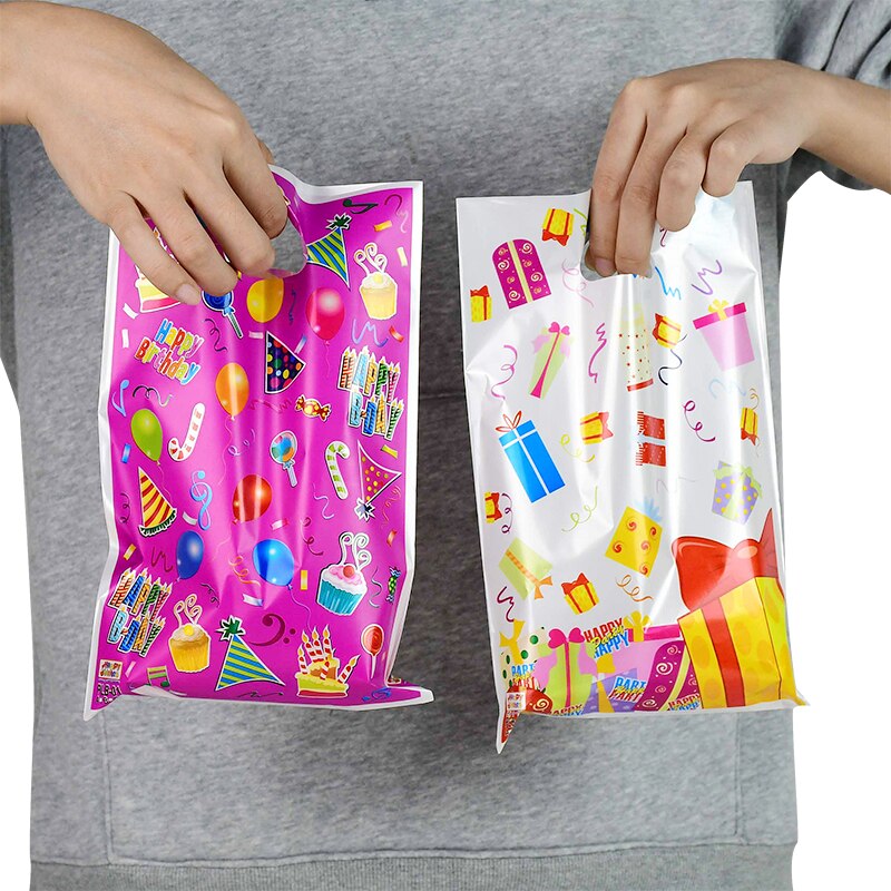 20 sztuk torby na prezenty kropki z tworzywa sztucznego torba cukierki ciasteczka opakowanie paczka dzieci akcesoria na przyjęcie urodzinowe sprzyja torby na zdobycze 25x16cm