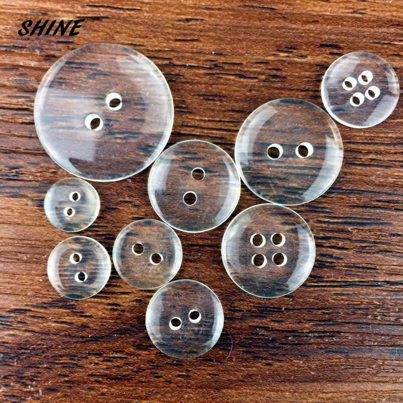 SHINE Resin Naaien Knoppen Scrapbooking Ronde Lucency Twee Gaten Patroon 9 Maten Costura botones bottoni botões